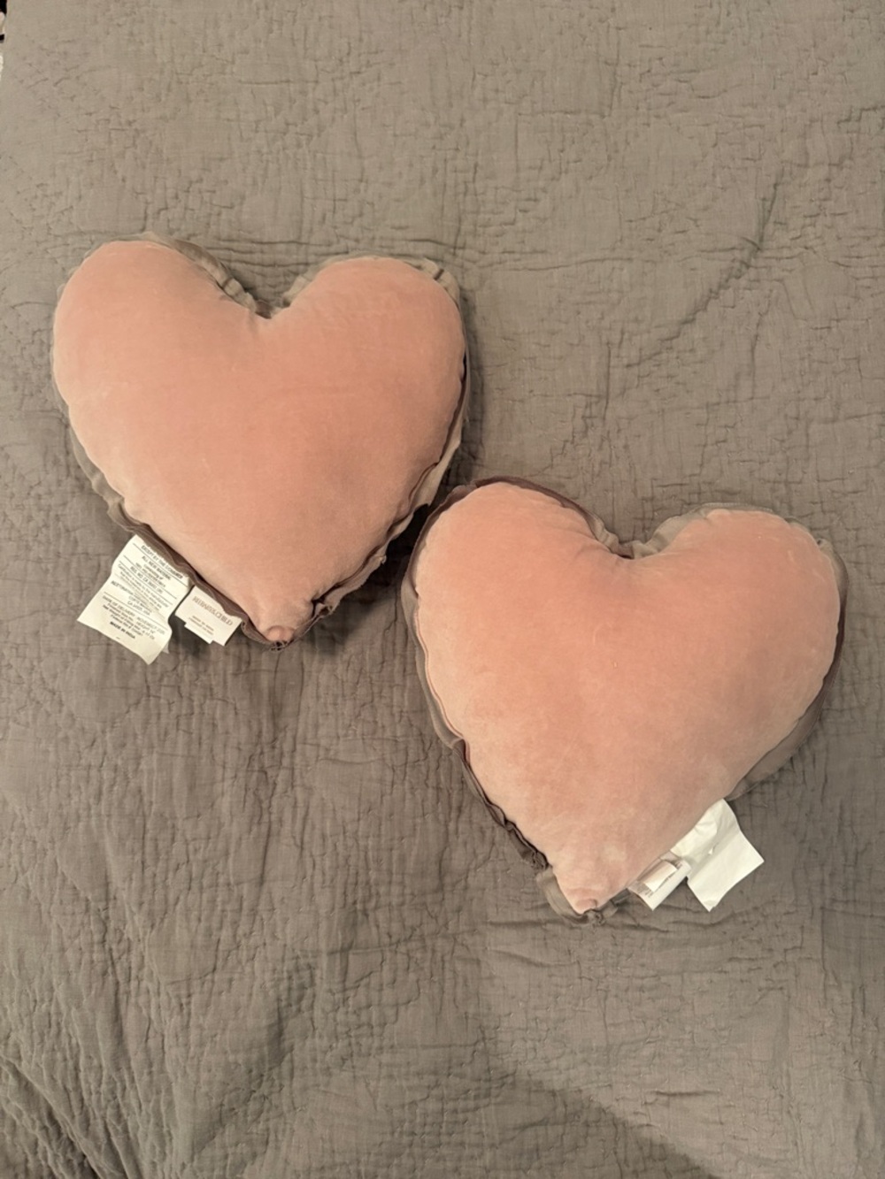 RH Baby & Child Pair of Blush Pink Heart Throw Pillows